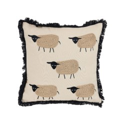 2 poduszki dekoracyjne w owce z frędzlami 45 x 45 cm beżowa BANNU 2 poduszki dekoracyjne w owce z frędzlami 45 x 45 cm beżowa BANNU