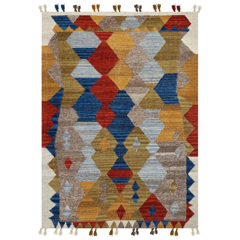 Dywan wełniany kilim 200 x 300 cm wielokolorowy ARZAKAN Dywan wełniany kilim 200 x 300 cm wielokolorowy ARZAKAN