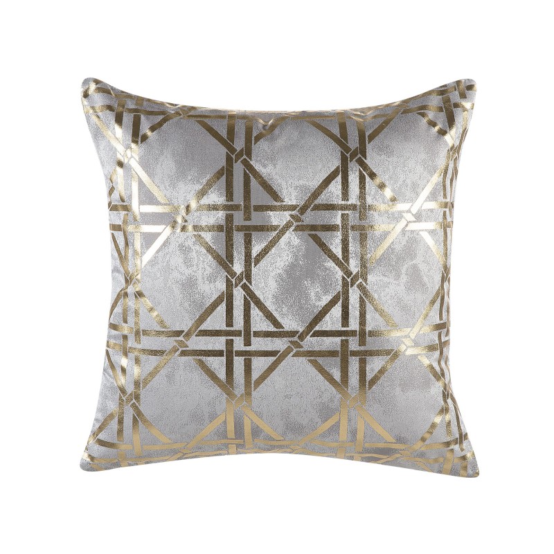 Zestaw 2 poduszek dekoracyjnych CASSIA 45 x 45 cm Szary Wzór geometryczny Zestaw 2 poduszek dekoracyjnych CASSIA 45 x 45 cm Szary Wzór geometryczny
