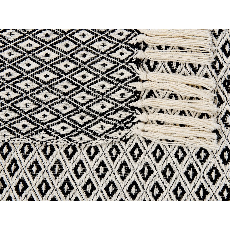 Koc CHYAMA Bawełna 125 x 150 cm Czarny/ biały Koc CHYAMA Bawełna 125 x 150 cm Czarny/ biały