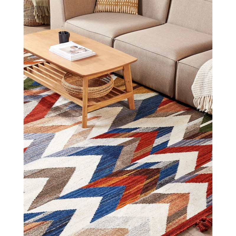 Dywan wełniany kilim 200 x 300 cm wielokolorowy KANAKERAVAN Dywan wełniany kilim 200 x 300 cm wielokolorowy KANAKERAVAN