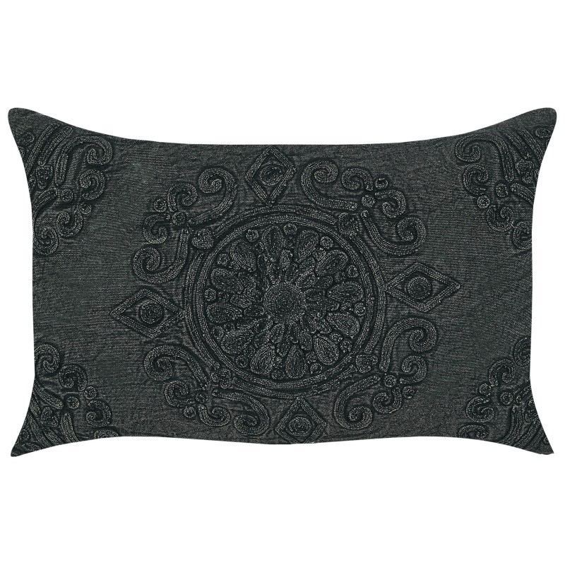 Zestaw 2 poduszek dekoracyjnych VELOOR Bawełna 30 x 50 cm Ciemnoszary Wzór orientalny Zestaw 2 poduszek dekoracyjnych VELOOR Bawełna 30 x 50 cm Ciemnoszary Wzór orientalny
