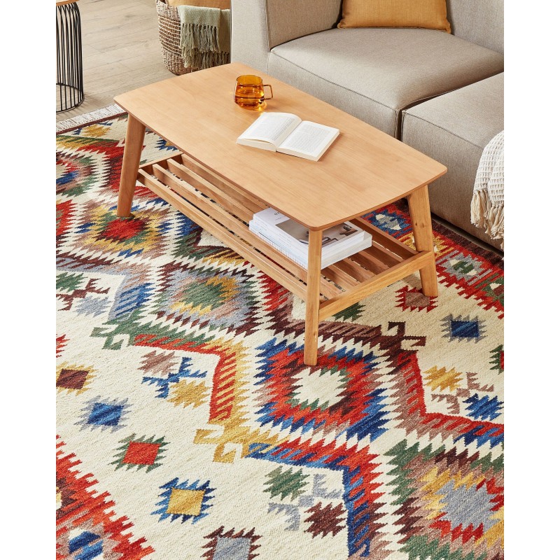 Dywan wełniany kilim 160 x 230 cm wielokolorowy AREVIK Dywan wełniany kilim 160 x 230 cm wielokolorowy AREVIK