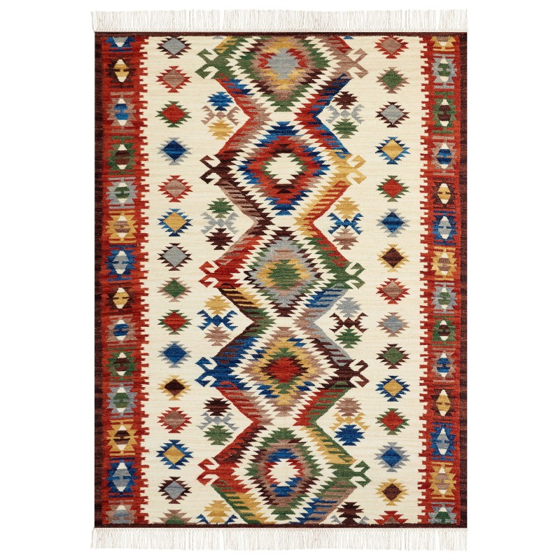 Dywan wełniany kilim 160 x 230 cm wielokolorowy AREVIK Dywan wełniany kilim 160 x 230 cm wielokolorowy AREVIK
