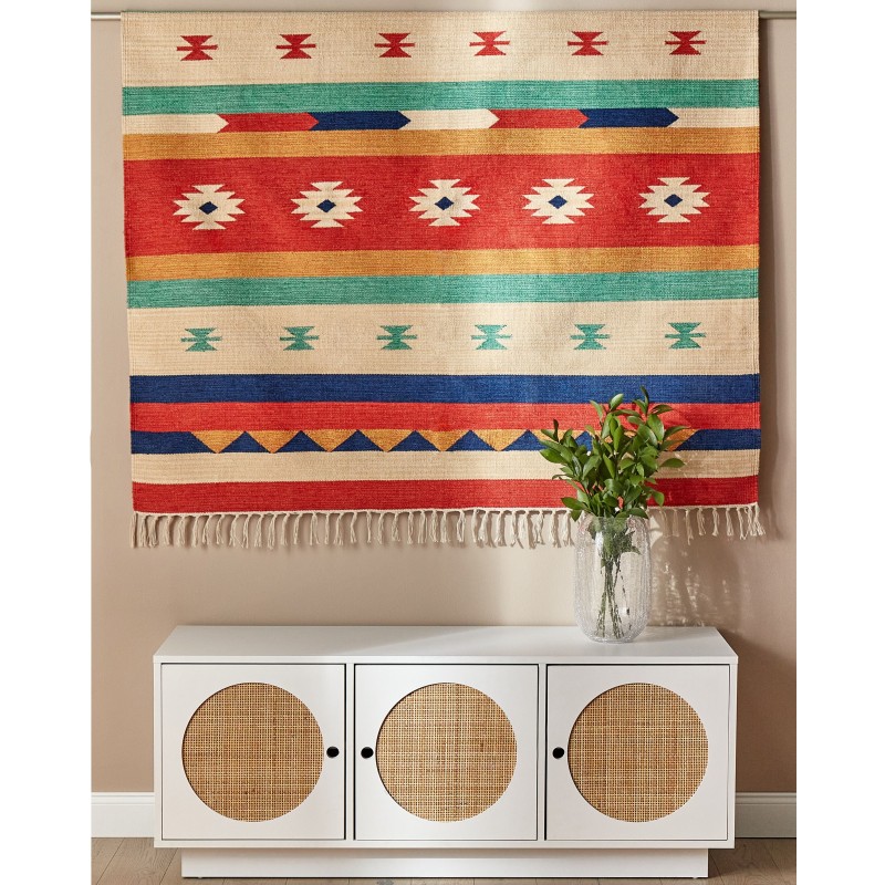 Dywan bawełniany kilim 200 x 300 cm wielokolorowy MARGARA Dywan bawełniany kilim 200 x 300 cm wielokolorowy MARGARA