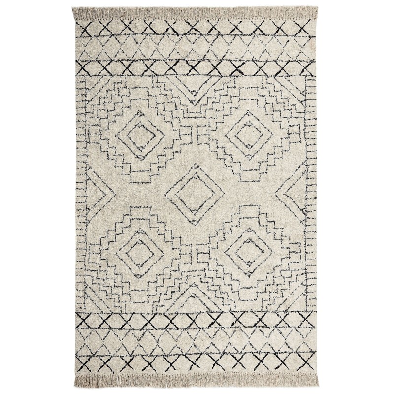 Dywan bawełniany 160 x 230 cm beżowo-czarny ZEYNE Dywan bawełniany 160 x 230 cm beżowo-czarny ZEYNE