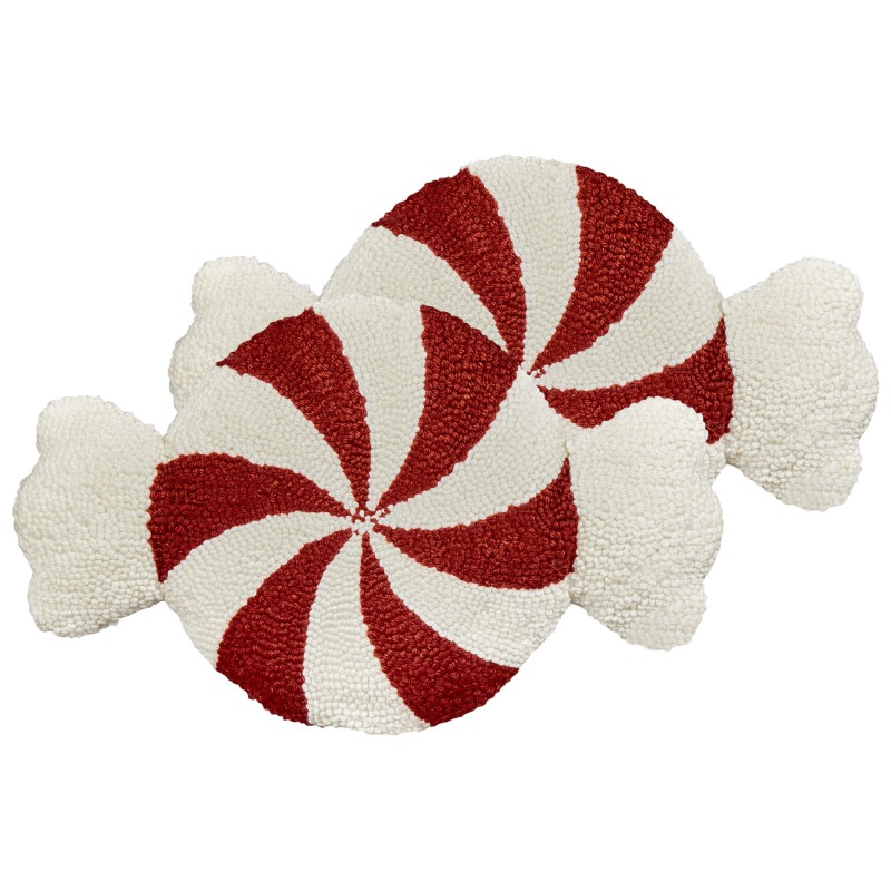Zestaw 2 poduszek dekoracyjnych SPIRAL CANDY Boucle 35 x 58 cm Biały Wzór świąteczny Zestaw 2 poduszek dekoracyjnych SPIRAL CANDY Boucle 35 x 58 cm Biały Wzór świąteczny