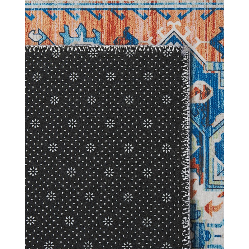 Dywan 60 x 200 cm niebiesko-pomarańczowy RITAPURAM Dywan 60 x 200 cm niebiesko-pomarańczowy RITAPURAM