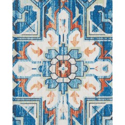 Dywan 60 x 200 cm niebiesko-pomarańczowy RITAPURAM Dywan 60 x 200 cm niebiesko-pomarańczowy RITAPURAM