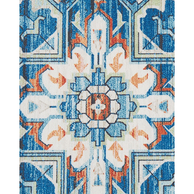 Dywan 60 x 200 cm niebiesko-pomarańczowy RITAPURAM Dywan 60 x 200 cm niebiesko-pomarańczowy RITAPURAM
