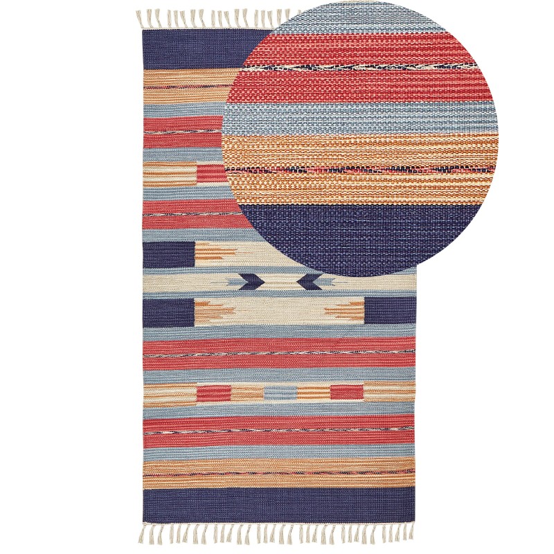 Dywan bawełniany kilim 80 x 150 cm wielokolorowy GANDZAK Dywan bawełniany kilim 80 x 150 cm wielokolorowy GANDZAK