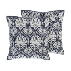 Zestaw 2 poduszek dekoracyjnych NEMESIA Bawełna 45 x 45 cm Ciemnoniebieski Ikat