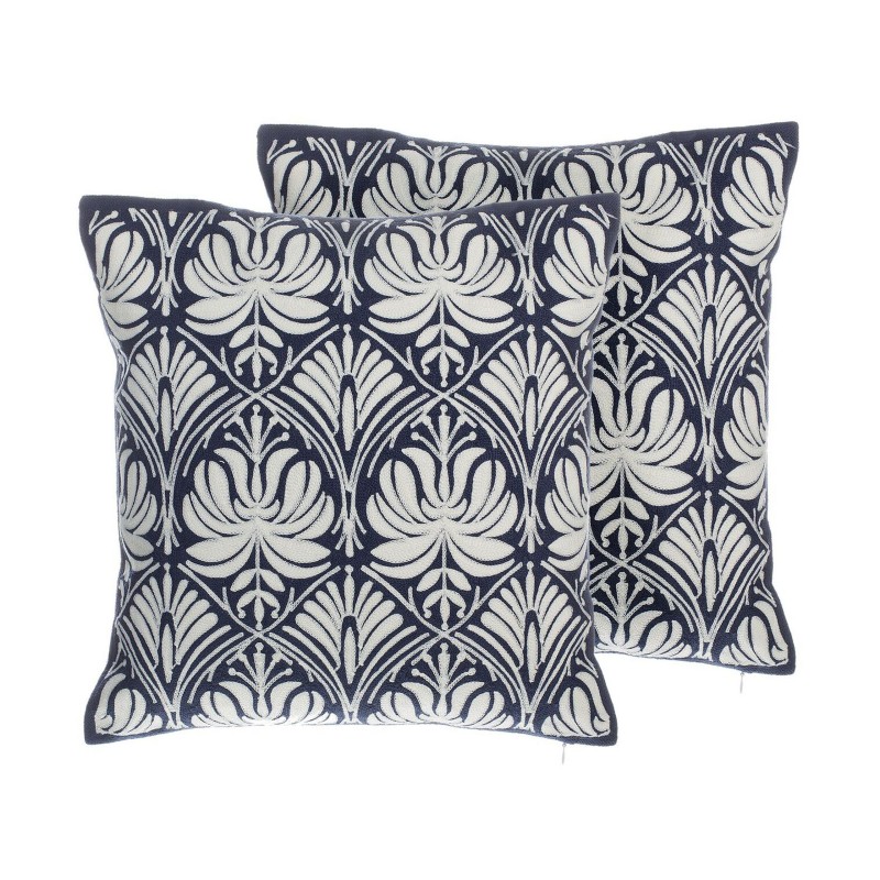 Zestaw 2 poduszek dekoracyjnych NEMESIA Bawełna 45 x 45 cm Ciemnoniebieski Ikat Zestaw 2 poduszek dekoracyjnych NEMESIA Bawełna 45 x 45 cm Ciemnoniebieski Ikat