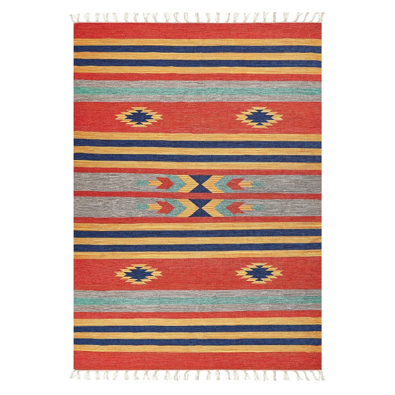 Dywan bawełniany kilim 140 x 200 cm wielokolorowy HATIS Dywan bawełniany kilim 140 x 200 cm wielokolorowy HATIS