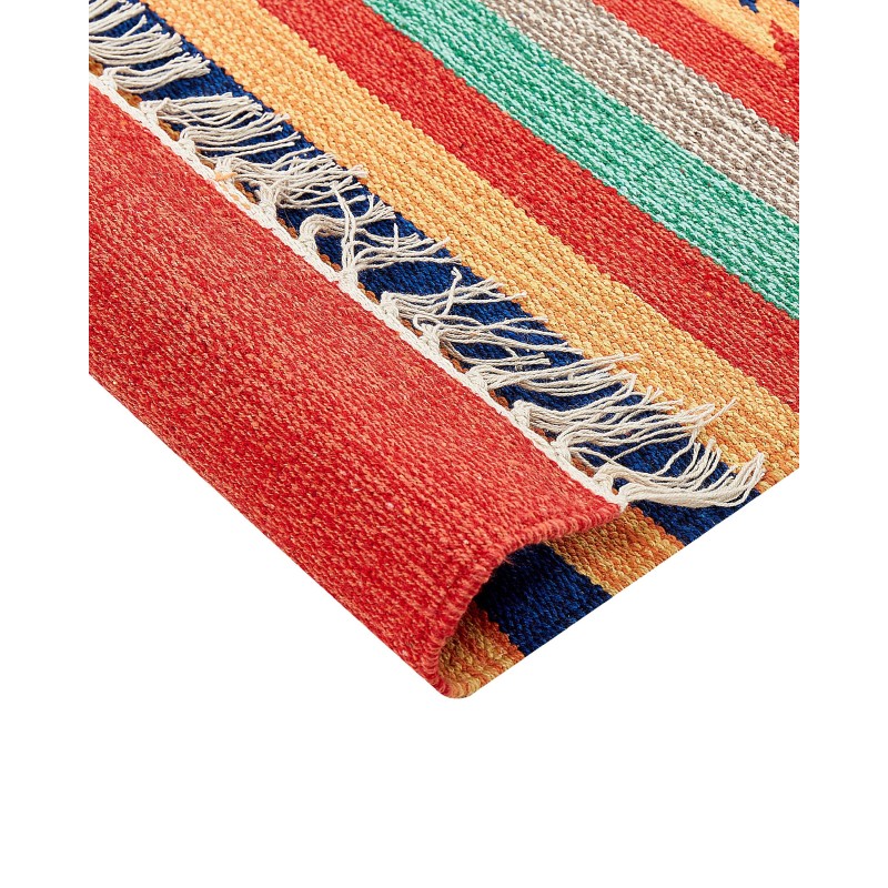 Dywan bawełniany kilim 140 x 200 cm wielokolorowy HATIS Dywan bawełniany kilim 140 x 200 cm wielokolorowy HATIS