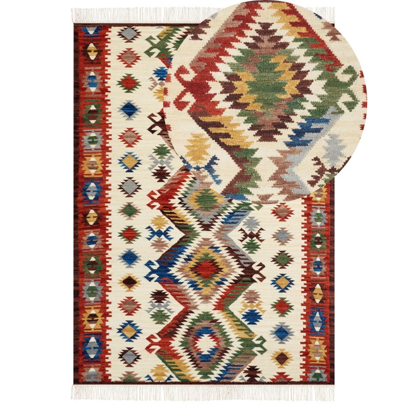 Dywan wełniany kilim 200 x 300 cm wielokolorowy AREVIK Dywan wełniany kilim 200 x 300 cm wielokolorowy AREVIK