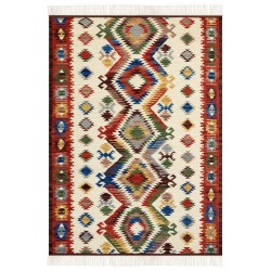 Dywan wełniany kilim 200 x 300 cm wielokolorowy AREVIK Dywan wełniany kilim 200 x 300 cm wielokolorowy AREVIK