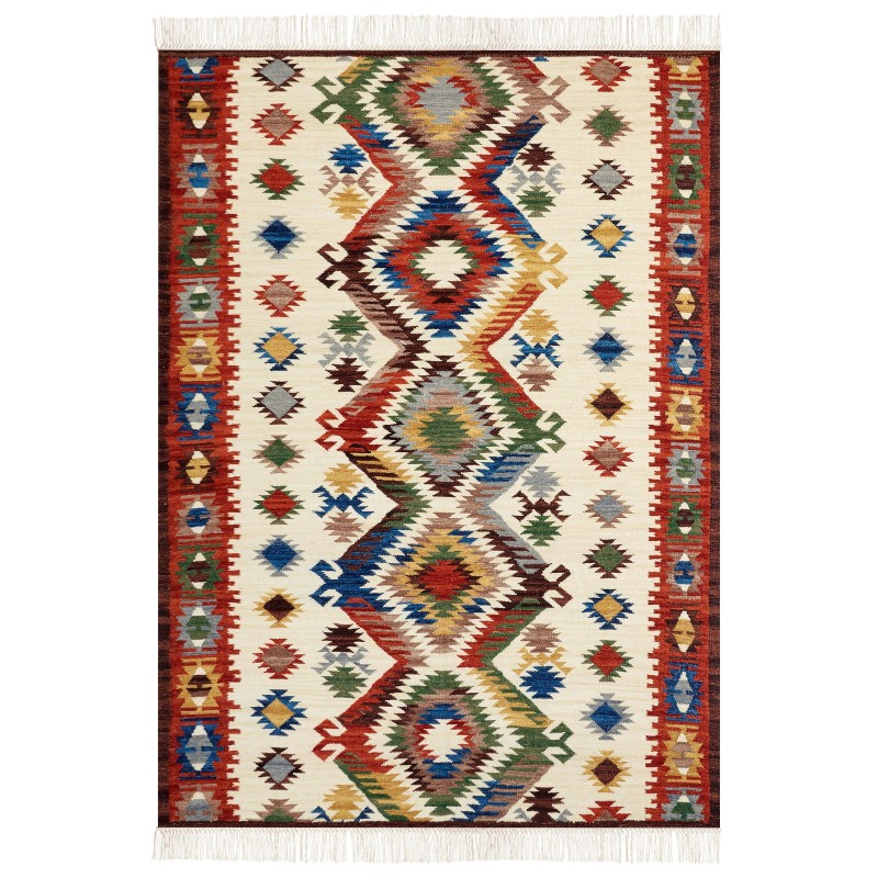 Dywan wełniany kilim 200 x 300 cm wielokolorowy AREVIK Dywan wełniany kilim 200 x 300 cm wielokolorowy AREVIK