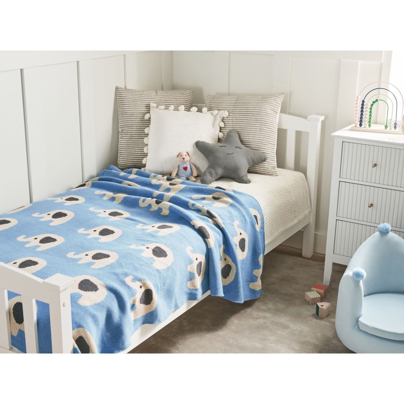 Koc HILKOT Bawełna 130 x 170 cm Niebieski Koc HILKOT Bawełna 130 x 170 cm Niebieski
