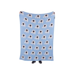 Koc HILKOT Bawełna 130 x 170 cm Niebieski Koc HILKOT Bawełna 130 x 170 cm Niebieski