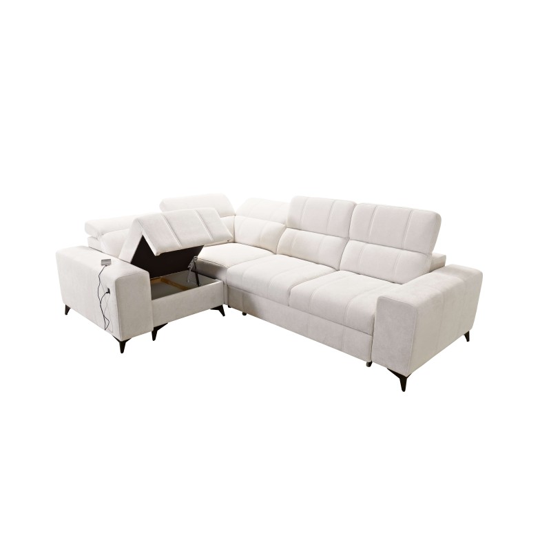 Ballagio II corner sofa with a sleeping function in Plecionka fabric, Spring 1104 Ballagio II corner sofa with a sleeping function in Plecionka fabric, Spring 1104