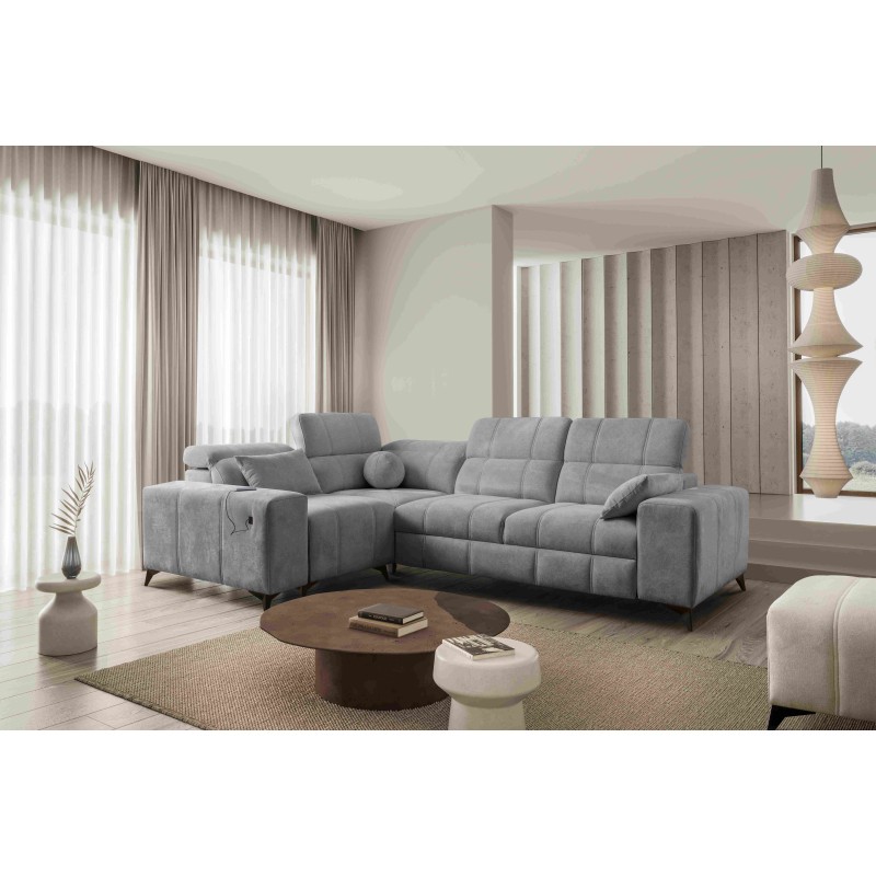 Ballagio II corner sofa with a sleeping function in Plecionka fabric, Spring 1102 Ballagio II corner sofa with a sleeping function in Plecionka fabric, Spring 1102