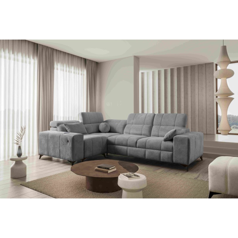 Ballagio II corner sofa with a sleeping function in Plecionka fabric, Spring 1101 Ballagio II corner sofa with a sleeping function in Plecionka fabric, Spring 1101