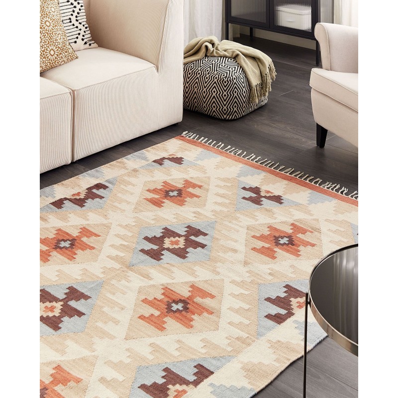 Dywan bawełniany kilim 160 x 230 cm wielokolorowy DILIJAN Dywan bawełniany kilim 160 x 230 cm wielokolorowy DILIJAN