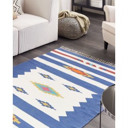 Dywan bawełniany kilim 140 x 200 cm wielokolorowy VARSER Dywan bawełniany kilim 140 x 200 cm wielokolorowy VARSER