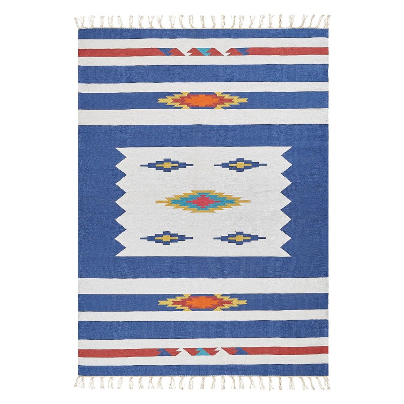 Dywan bawełniany kilim 140 x 200 cm wielokolorowy VARSER Dywan bawełniany kilim 140 x 200 cm wielokolorowy VARSER