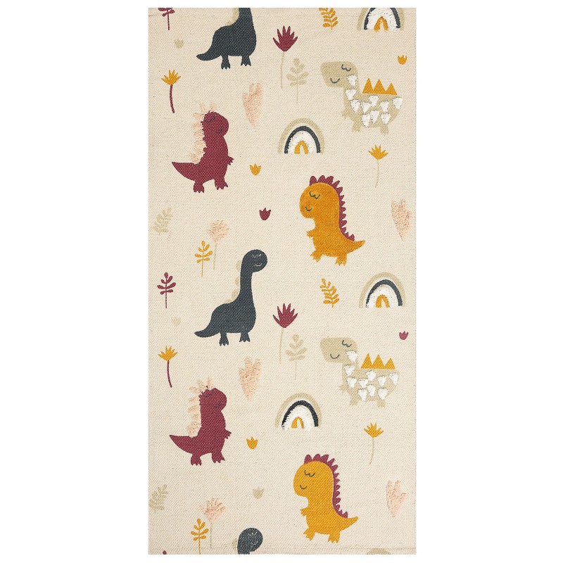 Dywan dziecięcy bawełniany w dinozaury 80 x 150 cm wielokolorowy TIOP Dywan dziecięcy bawełniany w dinozaury 80 x 150 cm wielokolorowy TIOP