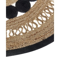 Dywan okrągły z juty ⌀ 120 cm beżowo-czarny YOZGAT Dywan okrągły z juty ⌀ 120 cm beżowo-czarny YOZGAT