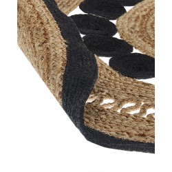 Dywan okrągły z juty ⌀ 120 cm beżowo-czarny YOZGAT Dywan okrągły z juty ⌀ 120 cm beżowo-czarny YOZGAT