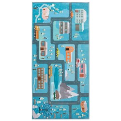 Dywan dziecięcy nadruk z miastem 80 x 150 cm KIGI