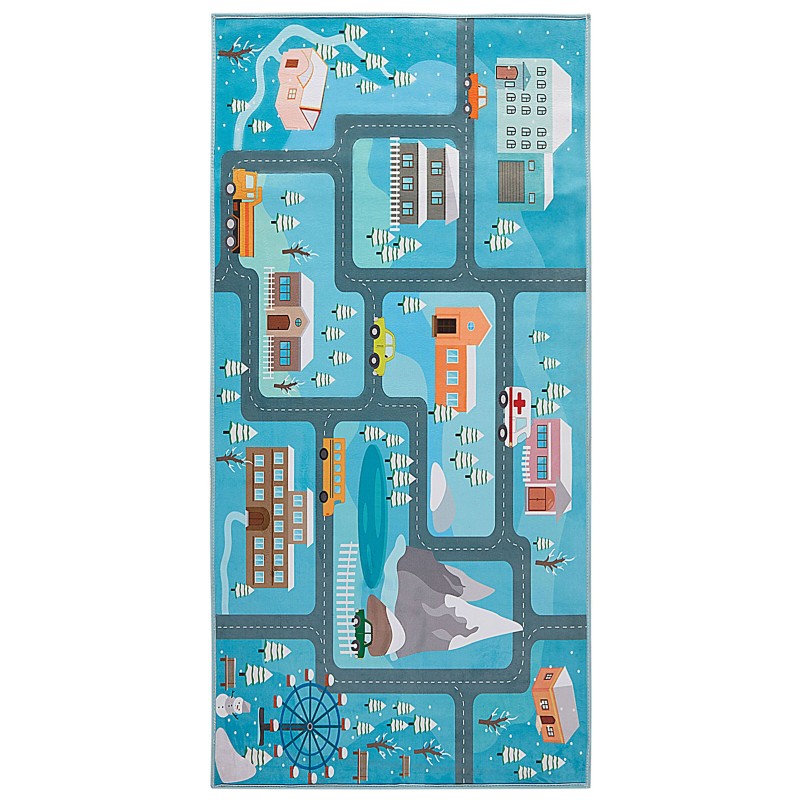 Dywan dziecięcy nadruk z miastem 80 x 150 cm KIGI Dywan dziecięcy nadruk z miastem 80 x 150 cm KIGI