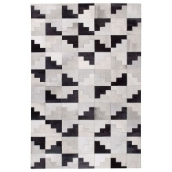 Dywan patchwork skórzany 160 x 230 cm czarno-szary EFIRLI Dywan patchwork skórzany 160 x 230 cm czarno-szary EFIRLI