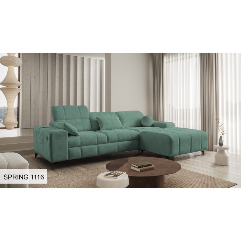 Ballagio I corner sofa bed with sleeping function made from Plecionka fabric, Spring 1116 - beauty and functionality in one!