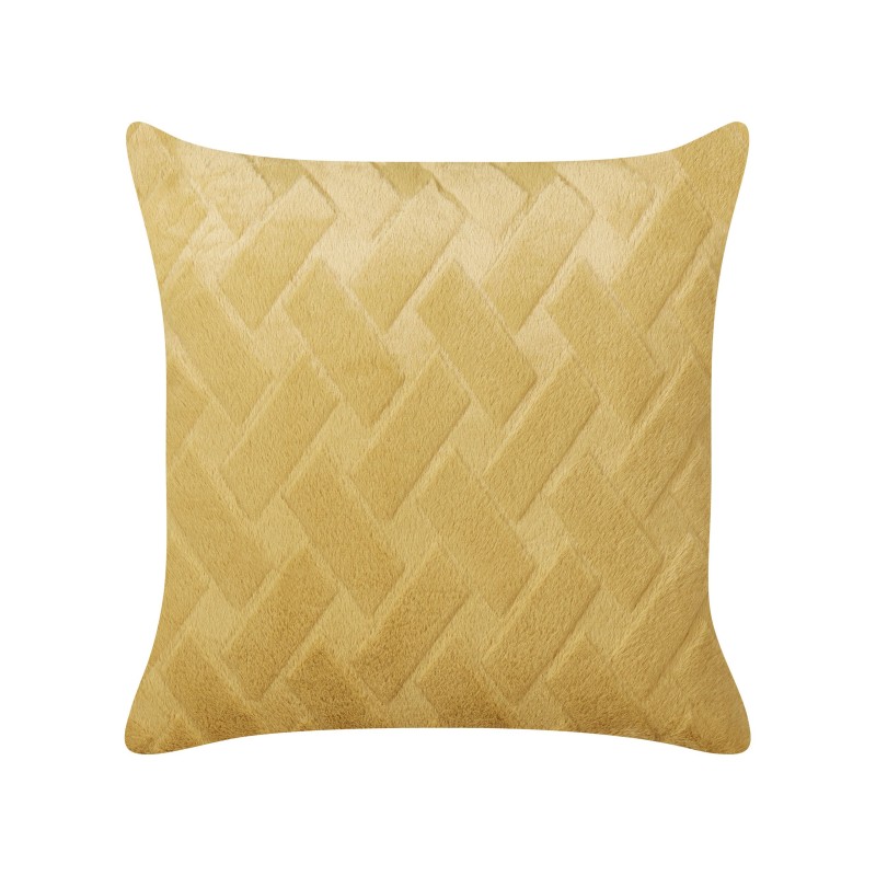 Zestaw 2 poduszek dekoracyjnych SITAPUR Sztuczne futro 45 x 45 cm Musztardowy Jednolity Zestaw 2 poduszek dekoracyjnych SITAPUR Sztuczne futro 45 x 45 cm Musztardowy Jednolity