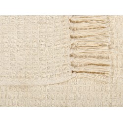 Koc MALU Bawełna 125 x 150 cm Jasnobeżowy Koc MALU Bawełna 125 x 150 cm Jasnobeżowy
