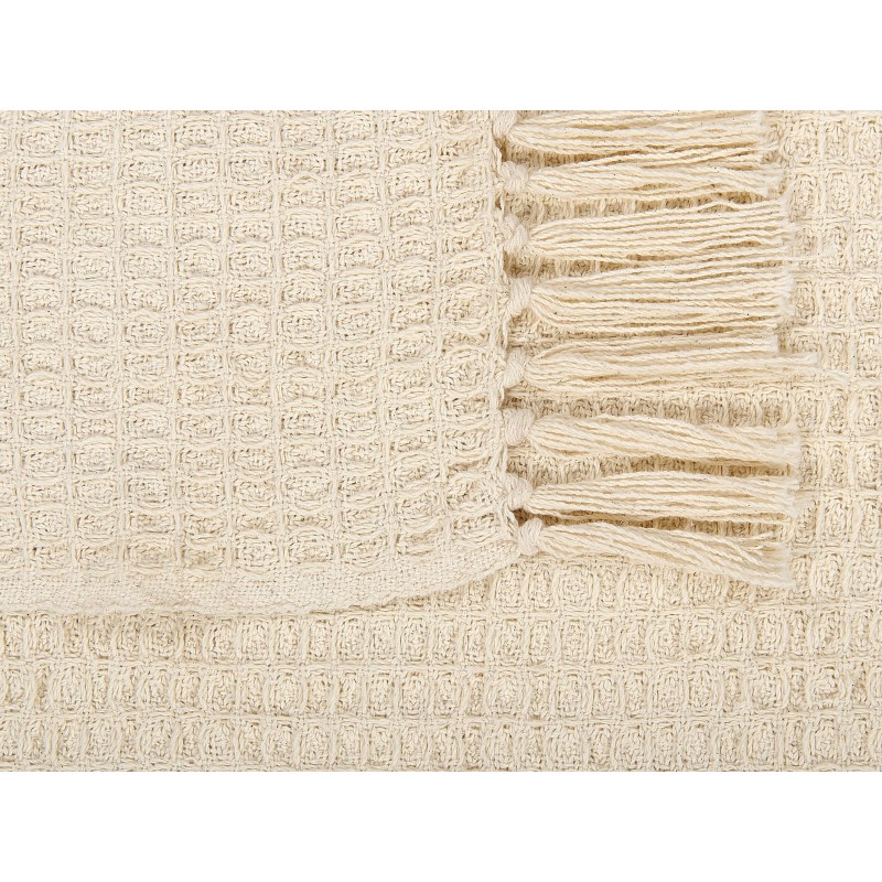 Koc MALU Bawełna 125 x 150 cm Jasnobeżowy Koc MALU Bawełna 125 x 150 cm Jasnobeżowy