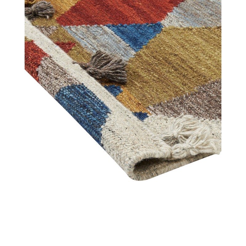 Dywan wełniany kilim 80 x 150 cm wielokolorowy ARZAKAN Dywan wełniany kilim 80 x 150 cm wielokolorowy ARZAKAN