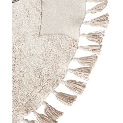 Dywan dziecięcy okrągły bawełniany motyw kota ø 120 cm beżowy ETSERI Dywan dziecięcy okrągły bawełniany motyw kota ø 120 cm beżowy ETSERI