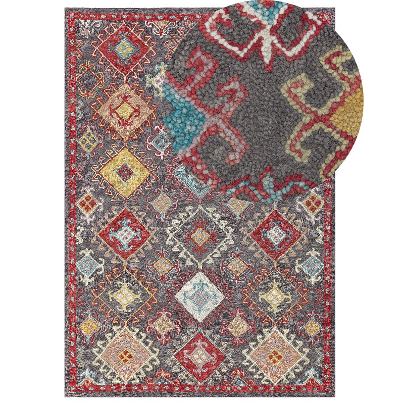 Dywan wełniany 160 x 230 cm wielokolorowy FINIKE Dywan wełniany 160 x 230 cm wielokolorowy FINIKE
