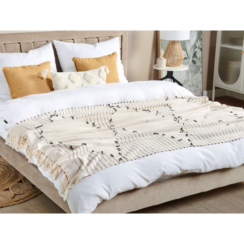 Koc ULUYOL Bawełna 130 x 170 cm Beżowy Koc ULUYOL Bawełna 130 x 170 cm Beżowy