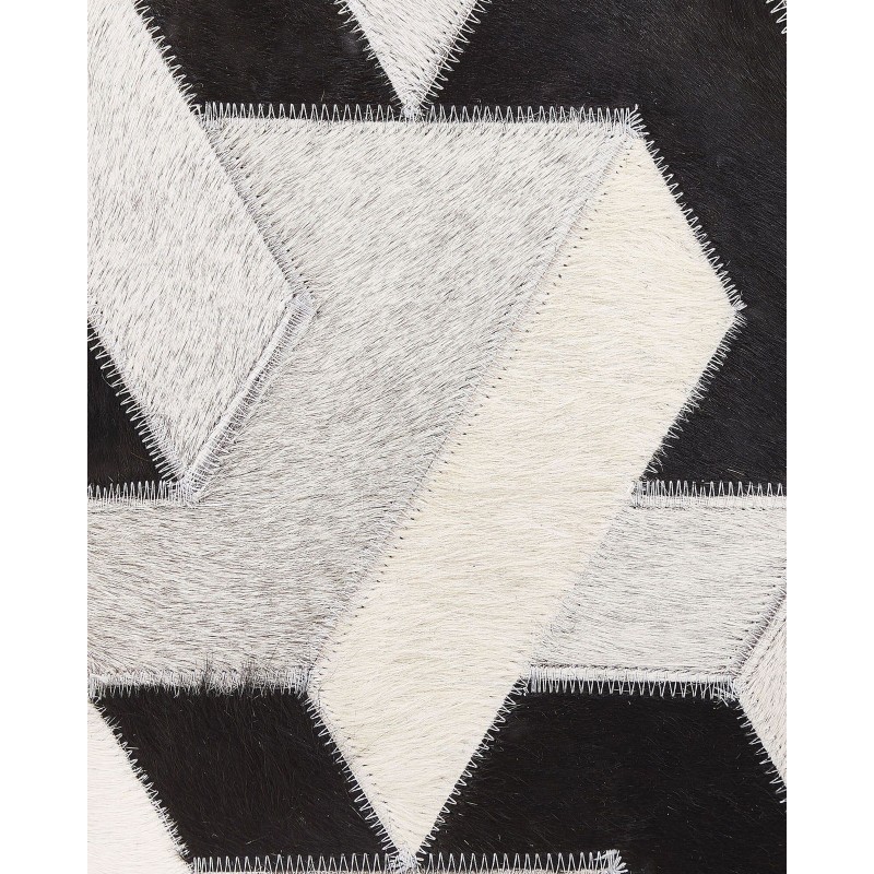 Dywan patchwork skórzany 140 x 200 cm czarno-szary NARMAN Dywan patchwork skórzany 140 x 200 cm czarno-szary NARMAN