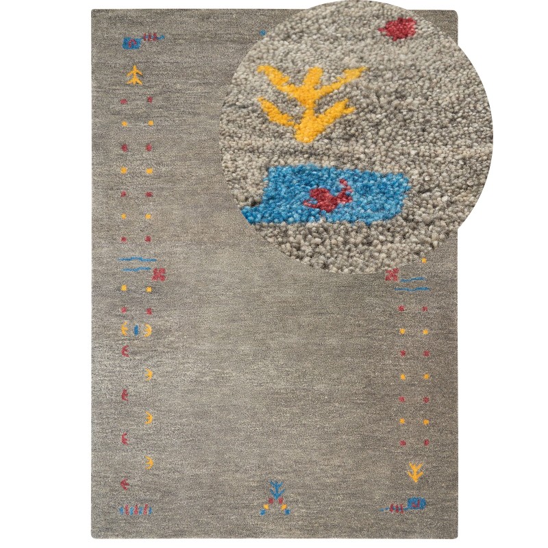 Dywan wełniany gabbeh 160 x 230 cm szary SEYMEN Dywan wełniany gabbeh 160 x 230 cm szary SEYMEN