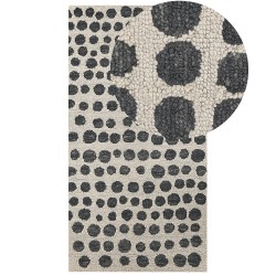 Dywan wełniany 80 x 150 cm beżowo-czarny HAVRAN Dywan wełniany 80 x 150 cm beżowo-czarny HAVRAN