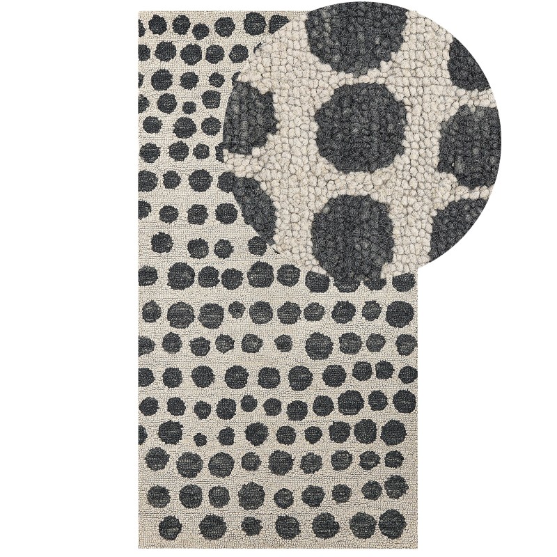 Dywan wełniany 80 x 150 cm beżowo-czarny HAVRAN Dywan wełniany 80 x 150 cm beżowo-czarny HAVRAN