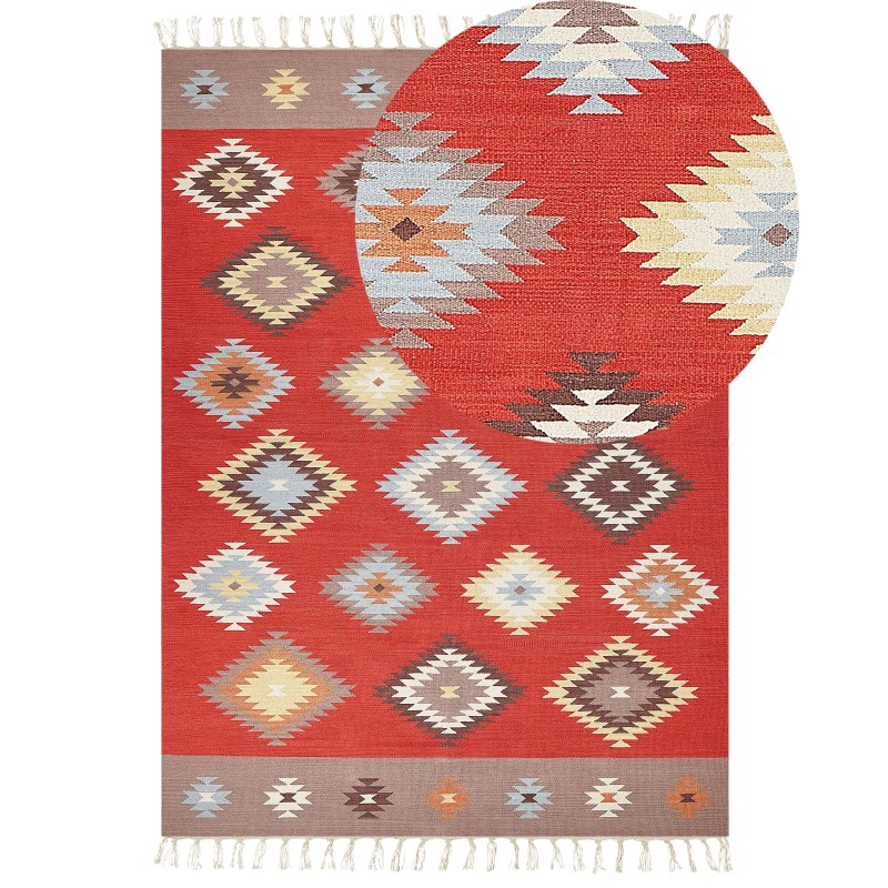 Dywan bawełniany kilim 200 x 300 cm wielokolorowy LORUT Dywan bawełniany kilim 200 x 300 cm wielokolorowy LORUT