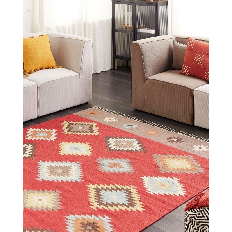 Dywan bawełniany kilim 200 x 300 cm wielokolorowy LORUT Dywan bawełniany kilim 200 x 300 cm wielokolorowy LORUT